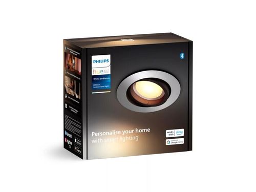 Zápustné svietidlo Philips Hue White MILLISKIN GU10, 4,2W, 2200K-6500K, 400lm, strieborná