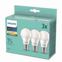 Žiarovka Philips LED E27, 10W, 1055lm, 2700K, biela, 3 ks v balení